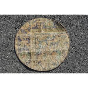 Antiguo Beige verde 1,8X1,8 pies alfombra turca de lana Patchwork sala de estar alfombra de látex Rectangular Aubusson para pasillo cabecera - Product Image 3