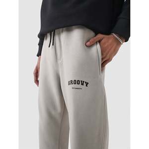 Customizable Logo 100% Cotton Essential Trousers for Men <b>Chalk</b>-Colored Baggy Pants in Sizes XL to 6XL with Zipper Decorations - Product Image 2