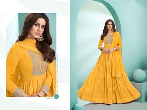 Robe longue Anarkali de style indien pakistanais traditionnel avec broderie Designer Dupatta manches longues pour femmes Pishwas - Product Image 5