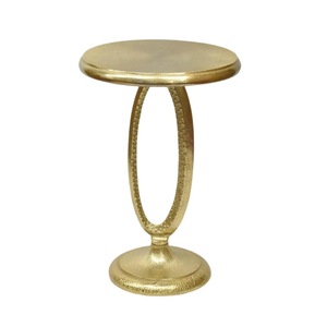 Mesa Redonda de Aluminio con Acabado Dorado, Mesa Redonda de Café o Auxiliar para Muebles del Hogar, Mesa de Alta Calidad - Product Image 1