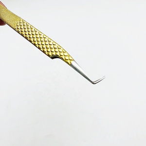 Pince à épiler d'extension de cils à 90 degrés en acier inoxydable à forte adhérence pointe pointue en acier durable enduit de poudre - Product Image 2