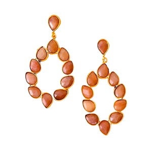 Naturel pêche pierre de lune lunette réglage poire balancent 925 boucles d'oreilles en argent Sterling femmes mode facettes pierres précieuses pierre de naissance bijoux - Product Image 6