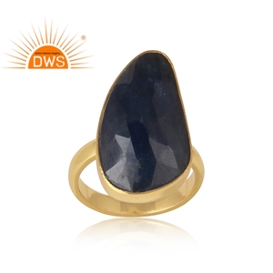 Anillo apilable de piedras preciosas de zafiro azul natural chapado en oro de 18 quilates de plata esterlina más vendido, fabricante de joyería fina Demi - Product Image 3