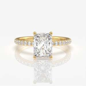 แหวนเพชรโมอิสซาไนต์ทรงเรเดียนท์คัท ทอง 18K แบบฝังเพชร - Product Image 1