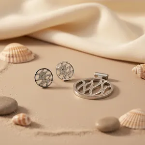 Women's Silver Crystal Pendant and Earrings <b>Set</b> Zircon Diamond Pearl <b>Rose</b> <b>Gold</b> for Parties Weddings Engagements - Product Image 2