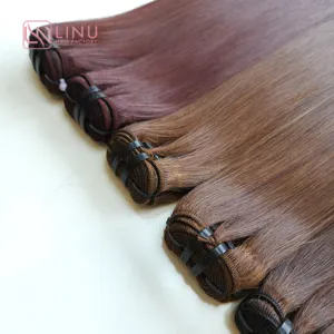 Genius atkı saç ekleme 100 manikür hizalanmış süper çift çekilmiş İŞLENMEMİŞ SAÇ vietnamca kahverengi renk