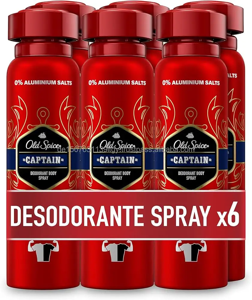 Old Spice Captain Deodorant Körperspray | Packung mit 6 Stück (6 × 150 ml)