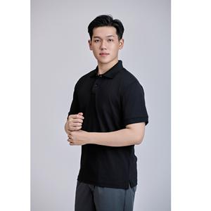 Chemise décontractée à manches courtes en tricot TC noir, fabrication vietnamienne, 60% coton + 40% polyester, devant 200 grammes - Product Image 3