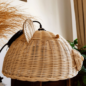 Lampe à suspension minimaliste écologique en rotin pour chambre d'enfant ou de bébé, couvre-lumière pour chambre d'enfant - Product Image 3