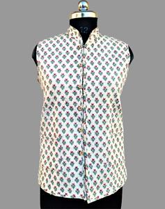 Gilet réversible en coton matelassé de meilleure qualité pour femmes fait à la main bloc imprimé bohème fleur coupe-vent vêtements d'extérieur - Product Image 6