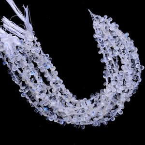 Perles de pierre de lune blanche facettées en forme de poire 6x4mm, pierre de lune arc-en-ciel naturelle à feu bleu, pierres semi-précieuses pour bijoux - Product Image 3