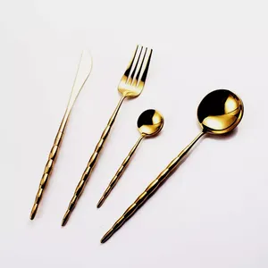 Flatware Set Copper &amp; White <strong>Titanium</strong> and Enamel Coated 5 Piece Set <strong>in</strong> Wholesale <strong>Price</strong> - Product Image 3