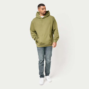 Sudadera con Capucha para Hombre, 100% Algodón Orgánico, Corte Holgado, Diseño Sólido, Teñido Liso, Felpa de Invierno, Lavada - Product Image 3