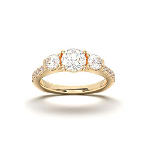 Anillo de compromiso de diamante cultivado en laboratorio de 4,20 quilates, Juego de puntas de corte brillante redondo de alta calidad, K oro macizo de 10/14K/18K, para unisex - Product Image 1