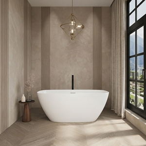 Baignoire autoportante en acrylique moderne et écologique blanche FW-3302 pour salle de bain d'appartement - Product Image 2