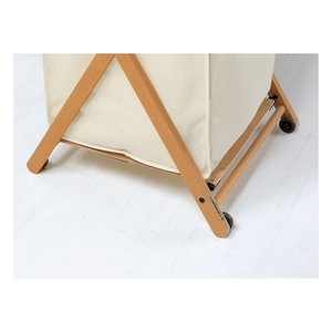 Wooden laundry <b>basket</b> (44Lt) <b>Foldable</b> trolley ANGEL Walnut 329306 - Product Image 4