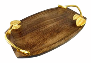 Plateau de service décoratif en aluminium et bois de qualité moderne pour thé café chocolat-pour la maison hôtel Ramadan mariage Diwali Occasions - Product Image 4