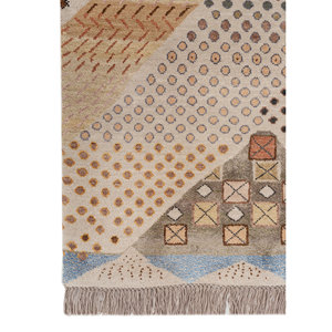 Tapis Manchaha en laine et soie de bambou noué à la main, ivoire, 10 mm d'épaisseur, motif géométrique abstrait, pour la maison, le couloir, modèle rectangulaire - Les-2636 - Product Image 4