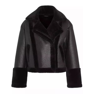 Custom Premium Leather Fur <b>Jacket</b> for Women Real Fur <b>Collar</b> Winter Coat Casual Style - Product Image 1