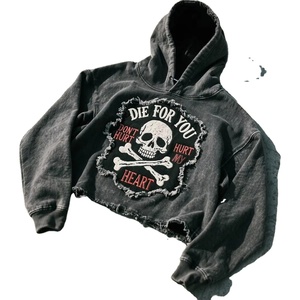 Unisex Y2K Men's Hoodie 3D Puff Printing Letter <b>White</b> <b>Zip</b>-<b>Up</b> Pullover Oversized 100% Cotton for Autumn Winter - Product Image 2