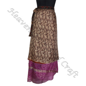 กระโปรงยาว2ชั้นกลับด้านได้2ชั้นกระโปรงดีไซน์เนอร์ผ้าไหมสไตล์วินเทจผ้าส่าหรียาวกระโปรงยาว2ชั้นมหัศจรรย์ - Product Image 6