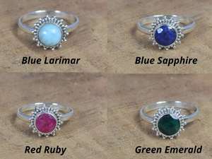 Bague en argent massif 925 plaqué or rose, sertie de pierres naturelles fantaisie, pour femme, tendance, fiançailles, mariage, cadeau - Product Image 2