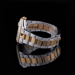 Montre de luxe bicolore sertie de diamants en moissanite, or et argent, acier inoxydable, style hip-hop - Product Image 2