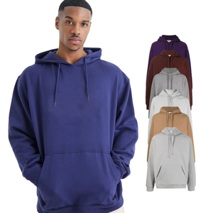 Precio de fábrica por encargo French Terry Blank Plain Mens Hoodies Oversized Drop Shoulder Pullover Sudaderas con capucha de algodón Sudaderas - Product Image 1
