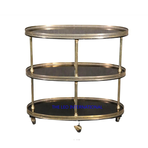Nuevo Carro de Servicio de Lujo para Hoteles, Mueble para Decoración del Hogar, Carro de Cocina de 3 Niveles, Carro Metálico Dorado de Forma Ovalada - Product Image 1