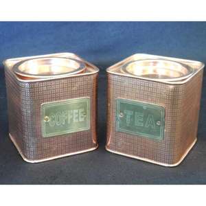 Square Copper Coffee and Tea Canister Classic Design Wholesale Kitchenware <b>Storage</b> Container for Home and <b>Office</b> Set Of 2 Pcs - Product Image 1