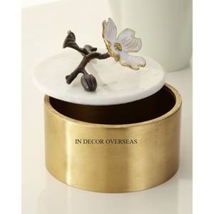 Pot à bougie de luxe Apple Designer en aluminium moulé de haute qualité, plaqué or, texture martelée, avec couvercle supérieur, d'Inde - Product Image 5