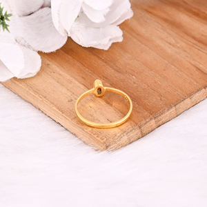 Anillo de Plata de Ley 925 para mujer, turmalina Natural, chapado en oro amarillo, hecho a mano, minimalista, joyería, anillo apilable - Product Image 6