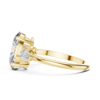 Bague en or jaune 18 carats avec diamant de laboratoire de 3,10 carats, sur mesure, trois pierres ovales et poire, trio pour elle
