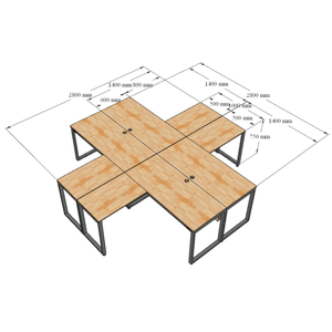 Escritorio contemporáneo rectangular en forma de L con 4 esquinas, modelo HBRT028 - Product Image 3