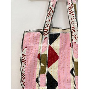 100% Cotton Women's Large Casual Tote Shoulder <b>Bag</b> Boho <b>Hippie</b> Style Handmade Kantha Cutwork Chains for Travel Christmas - Product Image 2