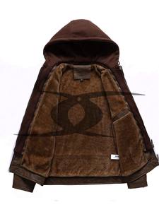 Veste en cuir à capuche marron d'hiver pour hommes la plus vendue meilleure qualité matériau respirant imperméable service OEM disponible coton - Product Image 4