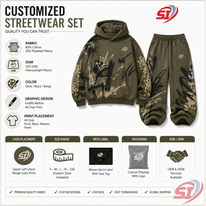 Conjunto de Sudadera con Capucha y Pantalones Deportivos Personalizados para Hombre, Estampado de Grafiti, Moda Otoñal, Proveedor OEM ODM - Product Image 4