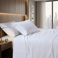 Draps de lit d'hôtel écologiques personnalisés 5 étoiles de luxe 100% coton blanc 40S 1cm rayé 250TC
