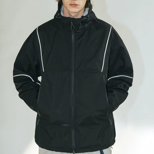 Veste coupe-vent à capuche coupe-vent légère pour hommes avec col montant tissu en toile 100% coton - Product Image 3