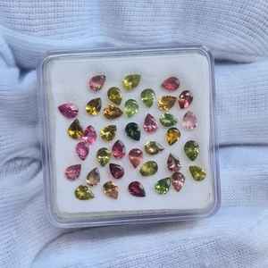 ลูกแพร์ทัวร์มาลีนธรรมชาติหลายลูกแพร์ตัดอัญมณีหลวม3x4มม. สำหรับการทำเครื่องประดับลูกปัดสำหรับการตั้งค่าแหวนและจี้ - Product Image 2