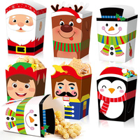 Boîtes à pop-corn de noël bonhomme de neige père noël elfe papier fête boîtes de faveur pour noël vacances pop-corn Cookie Goodie cadeau décor