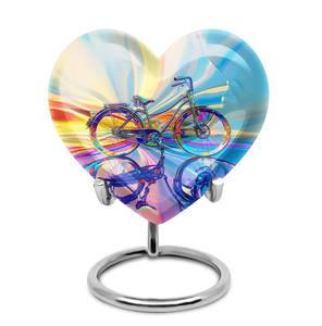 Urna colorida de corazón de bicicleta para cenizas humanas, diseño de bicicleta de neón vivo, recuerdo decorativo moderno, urna funeraria de 200 pulgadas cúbicas - Product Image 2