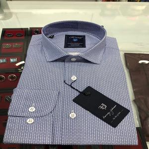 Vêtements de travail de printemps Chemise décontractée 100% coton col montant popeline teint en fil Slim Fit Impression personnalisée Style seniors - Product Image 3