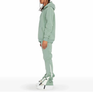 ชุดเซ็ตเสื้อฮู้ดดี้และกางเกงสเวตแพนท์ทรงบานแบบสั่งทำพิเศษ ปี 2026 ผู้ผลิตชั้นนำ ชุดสตรีทแวร์สั่งทำพิเศษ ลวดลายย้อมสีแบบแอซิดวอช สำหรับผู้ชาย - Product Image 4