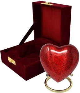 Mini urnes de crémation miniatures en métal avec cœur rouge élégant de qualité supérieure - Product Image 6