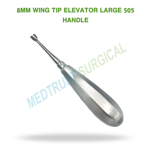 Élévateur dentaire chirurgical à pointe d'aile de 8 mm, grande poignée 505, pour extraction dentaire et élévation radiculaire - Product Image 2