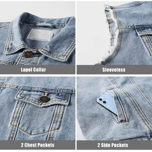 Chaleco Vaquero para Hombre, Ropa de Invierno para Exteriores, Sin Mangas, Múltiples Bolsillos, Transpirable, Último Estilo, Ropa Urbana - Product Image 3
