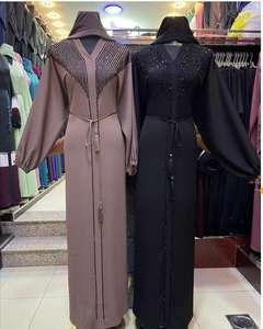 Dubai Abaya Beautiful <b>Black</b> Colour Muslim Traditional Abaya Hand Work <b>Kaftan</b> Traditional Islamic Clothing for Women - Product Image 2