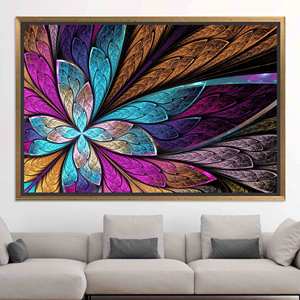 Fractal Flower Canvas Print: Boho Butterfly Wall Art,GOLD <b>FRAMED</b> CANVAS - Product Image 1