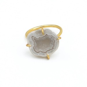 Anillo ajustable chapado en oro de 18 quilates gris Druzy de alta demanda para mujer para fiestas de boda y uso diario de la India - Product Image 2